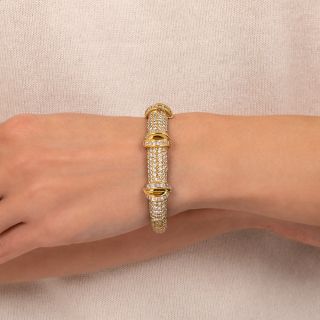 Pavé Diamond And Baguette Bangle Bracelet, 11.50 Carats 