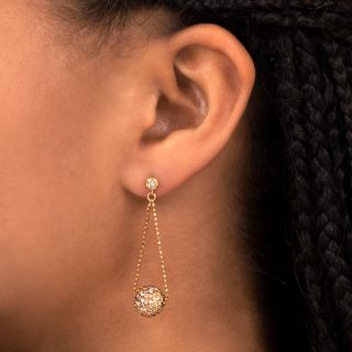 Pave Diamond Ball Dangle Earrings