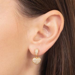 Pavé Diamond Heart Dangle Earrings