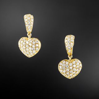 Pavé Diamond Heart Dangle Earrings - 2