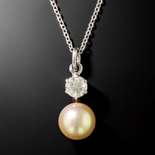Pearl and Diamond Pendant, Circa 1930s - 3
