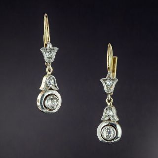 Petite Art Deco Diamond Dangle Earrings  - 1