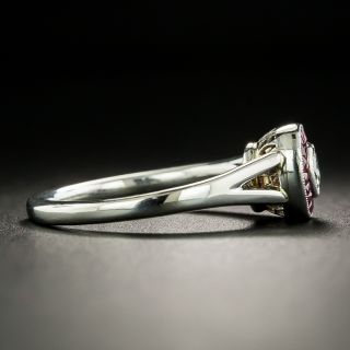 Petite Art Deco Style .18 Carat Diamond and Ruby Halo Ring