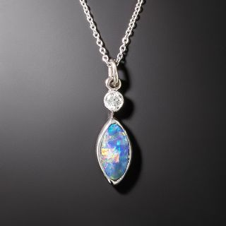 Petite Black Opal and Diamond Drop - 3