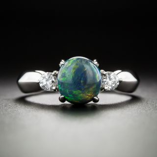 Petite Black Opal and Diamond Ring - 3
