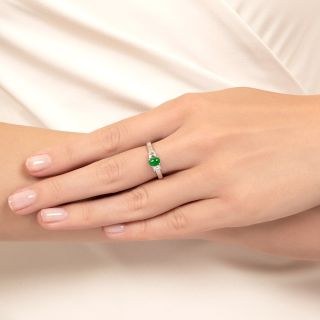 Petite Burmese Jade and Diamond Ring