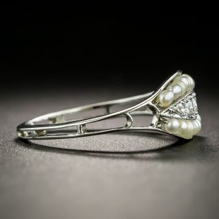 Petite Edwardian Diamond and Pearl Ring