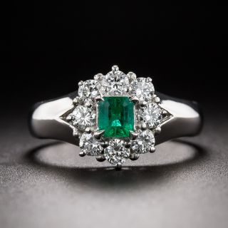 Petite Emerald and Diamond Halo Ring - 3