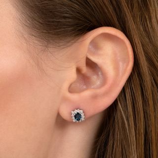 Petite Estate Sapphire and Diamond Halo Earrings