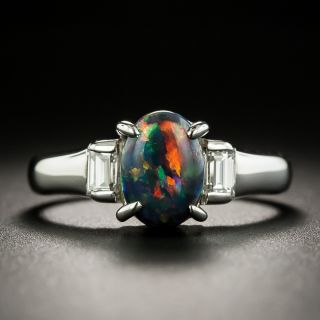 Petite Gemmy Black Opal and Diamond Ring - 1
