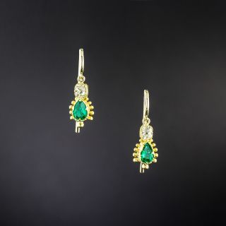 Petite Georgian Emerald and Diamond Earrings - 2