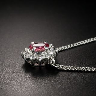 Petite Pink Sapphire Platinum Diamond Drop