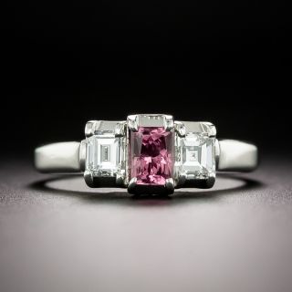 Petite Pink Tourmaline and Diamond Three-Stone Ring - 8