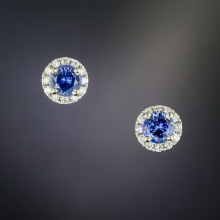 Petite Sapphire and Diamond Stud Earrings - 2