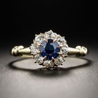 Petite Victorian Sapphire and Diamond Halo Ring - 2