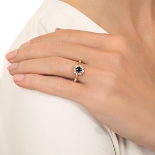 Petite Victorian Sapphire and Diamond Halo Ring