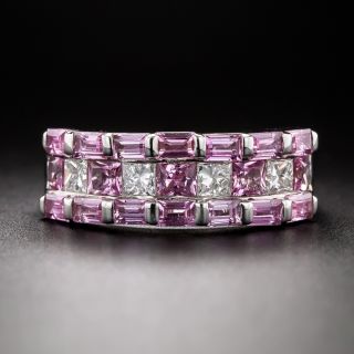 Pink Sapphire and Diamond Band Ring - 3