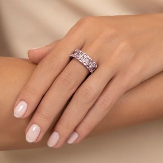 Pink Sapphire and Diamond Band Ring