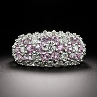 Pink Sapphire and Diamond Dome Band Ring - 2