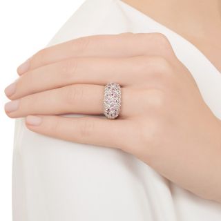 Pink Sapphire and Diamond Dome Band Ring