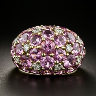 Pink Sapphire and Diamond Dome Ring - 1