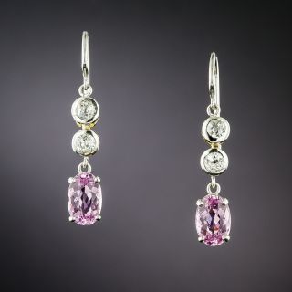 Pink Topaz And Diamond Dangle Earrings - 3