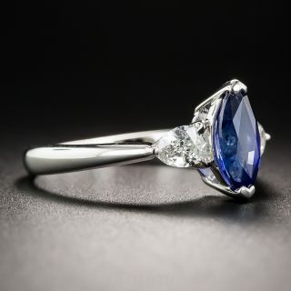 Platinum 1.04 Carat Marquise Sapphire and Diamond Ring