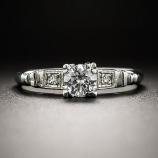 Platinum .40 Carat Diamond Mid-Century Engagement Ring - GIA F VS2  - 2