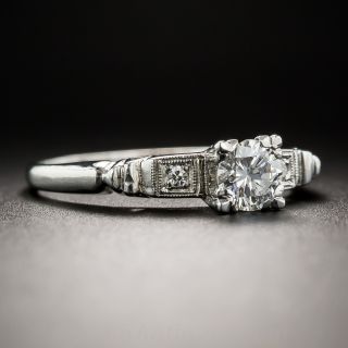 Platinum .40 Carat Diamond Mid-Century Engagement Ring - GIA F VS2 