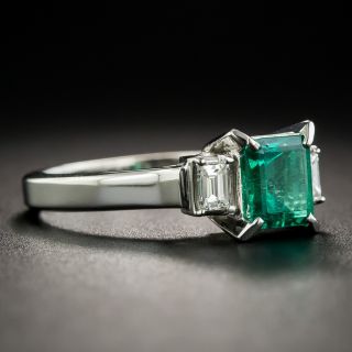 Platinum .81 Carat Emerald and Diamond Ring