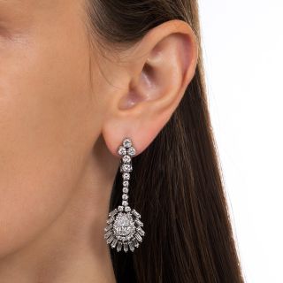 Platinum and Diamond Long Drop Earrings