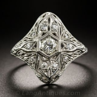Platinum Art Deco Diamond Diamond Ring - 2