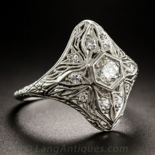 Platinum Art Deco Diamond Diamond Ring