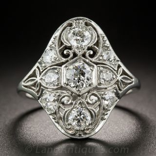 Platinum Art Deco Diamond Dinner Ring - 1