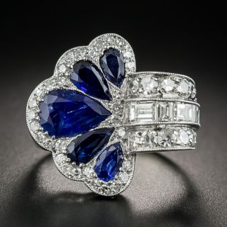 Platinum Art Deco Sapphire and Diamond Ring - 3
