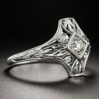 Platinum Diamond Art Deco Ring 