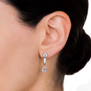 Platinum Diamond Dangle Earrings - GIA