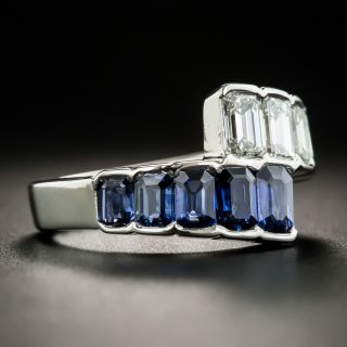 Platinum Sapphire Diamond Bypass Band Ring