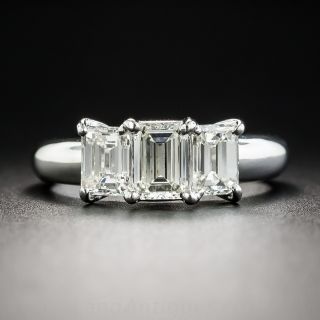 Platinum Three-Stone Emerald-Cut Diamond Engagement Ring - 1.64 Carats