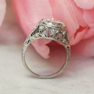 Edwardian/Art Deco 4.05 Carat Diamond Engagement Ring by Robert Klitz - GIA I I2