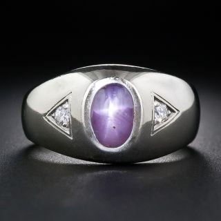 Purple Star Sapphire and Diamond Ring - 6