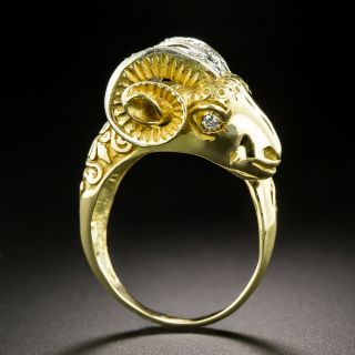 Ram's Head Ring With Diamonds - 2