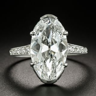 Rare Art Deco 4.45 Carat Oval Diamond Engagement Ring GIA - D IF Type IIA 'Golconda' - 2