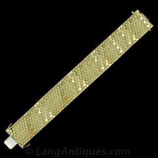 Retro 18 Karat Gold Honeycomb Motif Bracelet