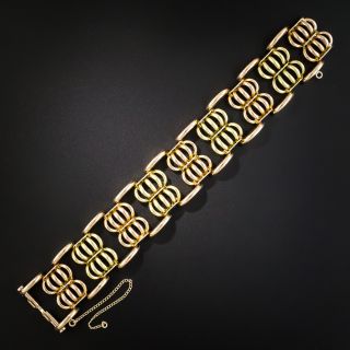 Retro 18K Two-Tone Gold Scallop Link Bracelet - 1