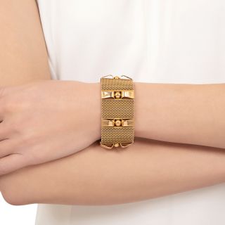 Retro 18k Wide Gold Bracelet