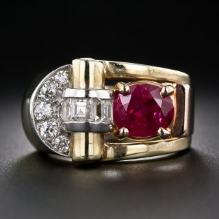 Retro 2.11 Carat Burma Ruby and Diamond Ring - 1