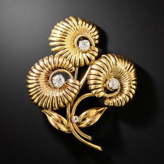 Retro Diamond Flower Brooch - 1