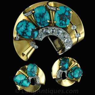 Retro French Turquoise and Diamond Suite - 1