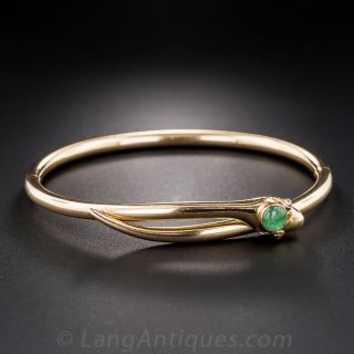 Retro Gold and Emerald Snake Bracelet